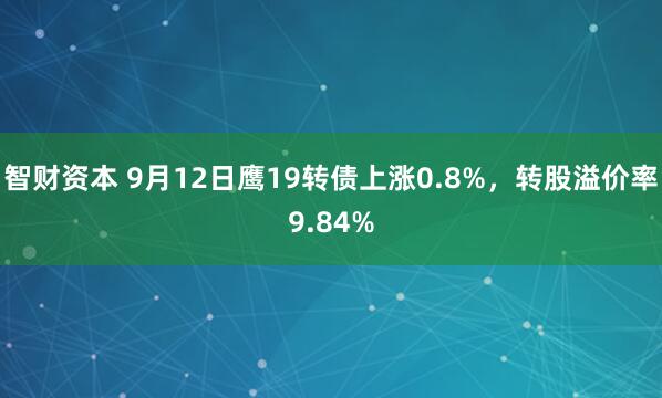 智财资本 9月12日鹰19转债上涨0.8%，转股溢价率9.84%