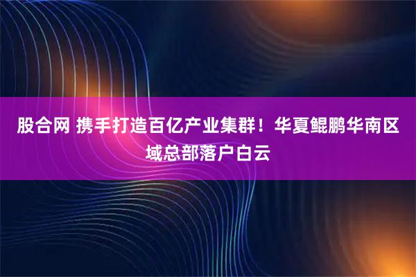 股合网 携手打造百亿产业集群！华夏鲲鹏华南区域总部落户白云